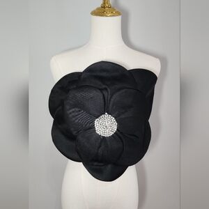 AUTHENTIC Woman's 3D Flower Corset Top Blouse Rhinestone Club Party Wear Size M